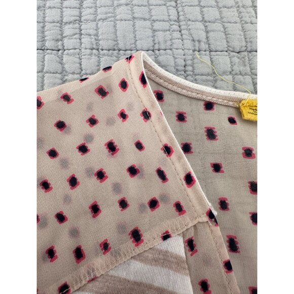 Anthropologie Little Yellow Button Top Women Small Stripe Polka Dot Sleeveless T - Picture 3 of 10